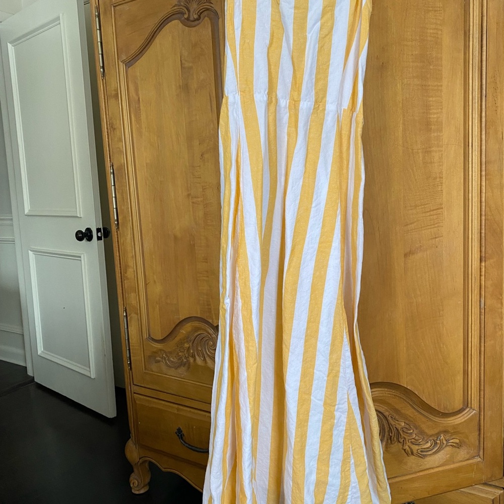 GAP Yellow and White Maxi Trumpet Dress Resort Wear